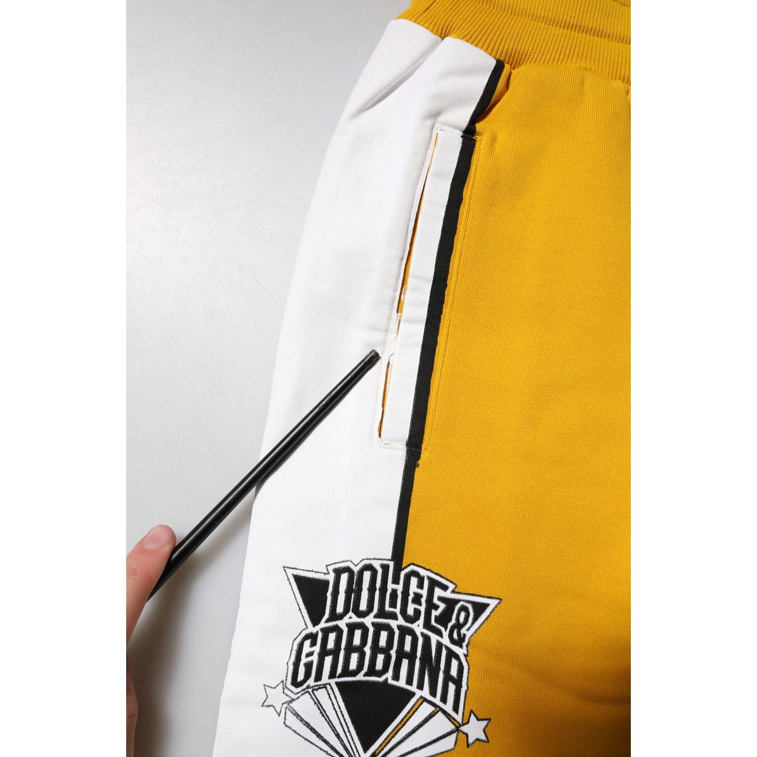 Dolce & Gabbana Yellow Printed Drawstring Jogger Pants