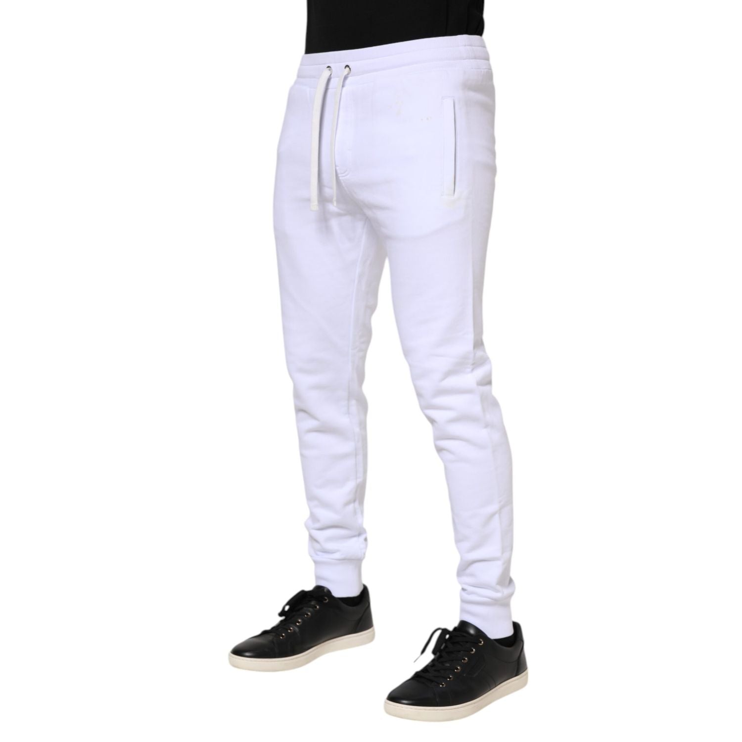 Dolce & Gabbana White Cotton Drawstring Jogger Pants