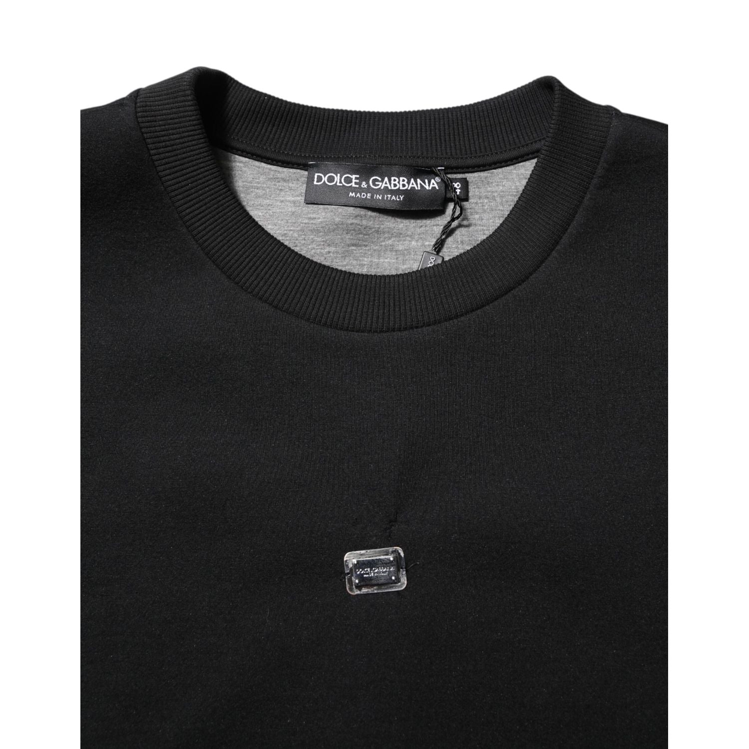 Dolce & Gabbana Black Modal DG Logo Plaque Pullover Sweater