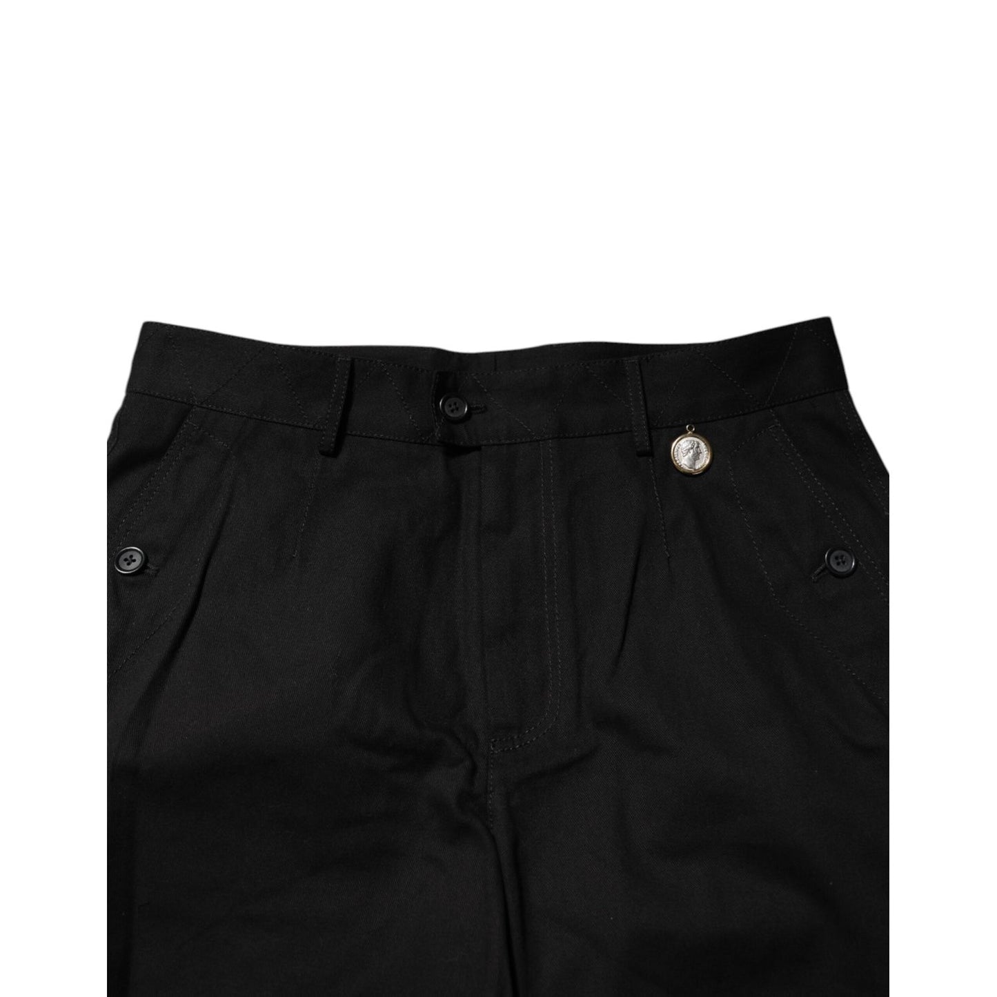 Dolce & Gabbana Black Cotton Knee Length Men Bermuda Shorts