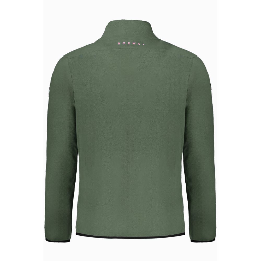 Back view of Norway 1963 Green Polyester Men Sweater highlighting the sleek green design and Scandinavian style.
