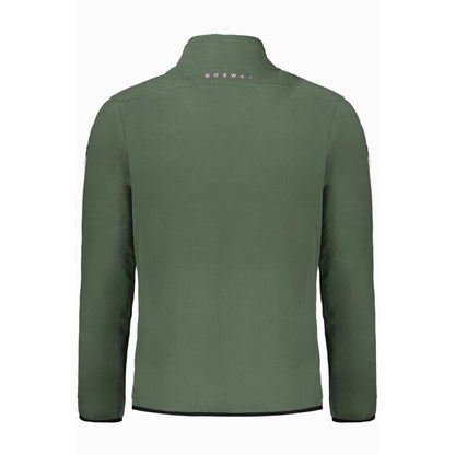 Back view of Norway 1963 Green Polyester Men Sweater highlighting the sleek green design and Scandinavian style.