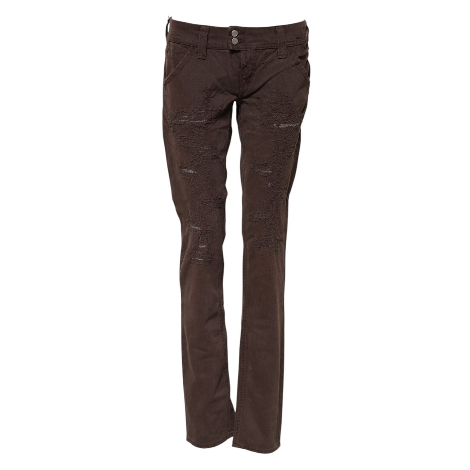 CYCLE Brown Cotton Low Waist Skinny Casual Jeans