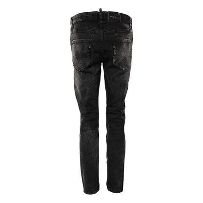 Dsquared² Black Washed Mid Waist Tapered Denim Jeans