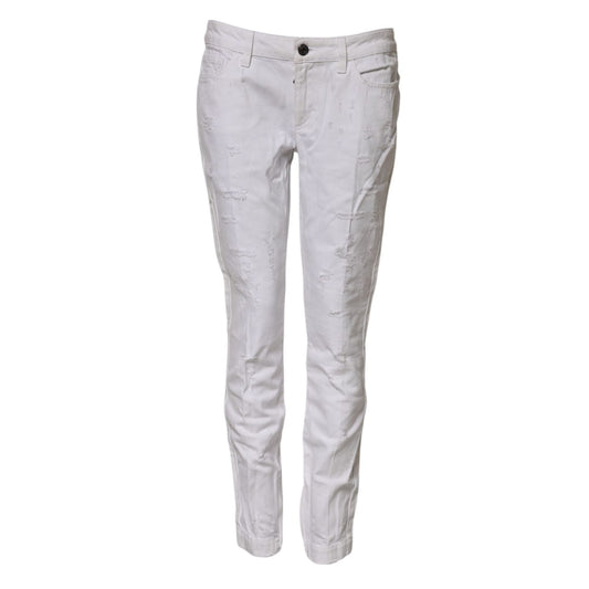 Dolce & Gabbana White Cotton Mid Waisted Women Denim Jeans PAN75134-42