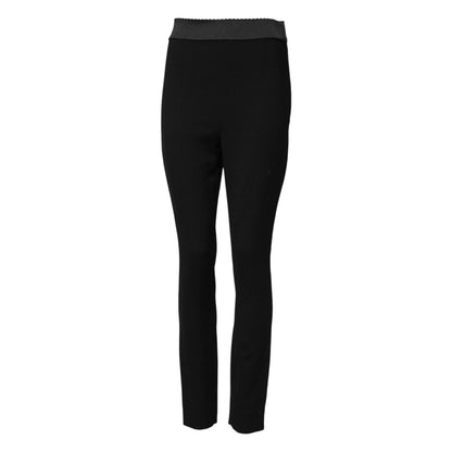Dolce & Gabbana Black Wool Leggings Stretch Pants