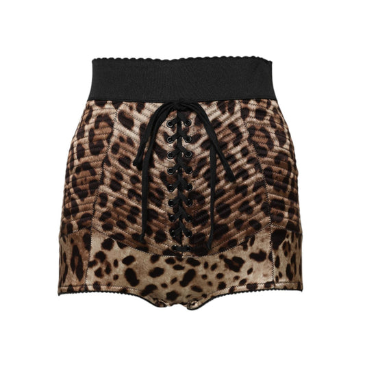 Dolce & Gabbana Brown Leopard High Waist Hot Pants Shorts SKI1994-40