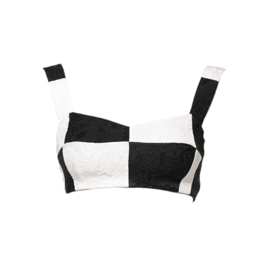 Dolce & Gabbana Black White Cropped Bustier Corset Bra Top