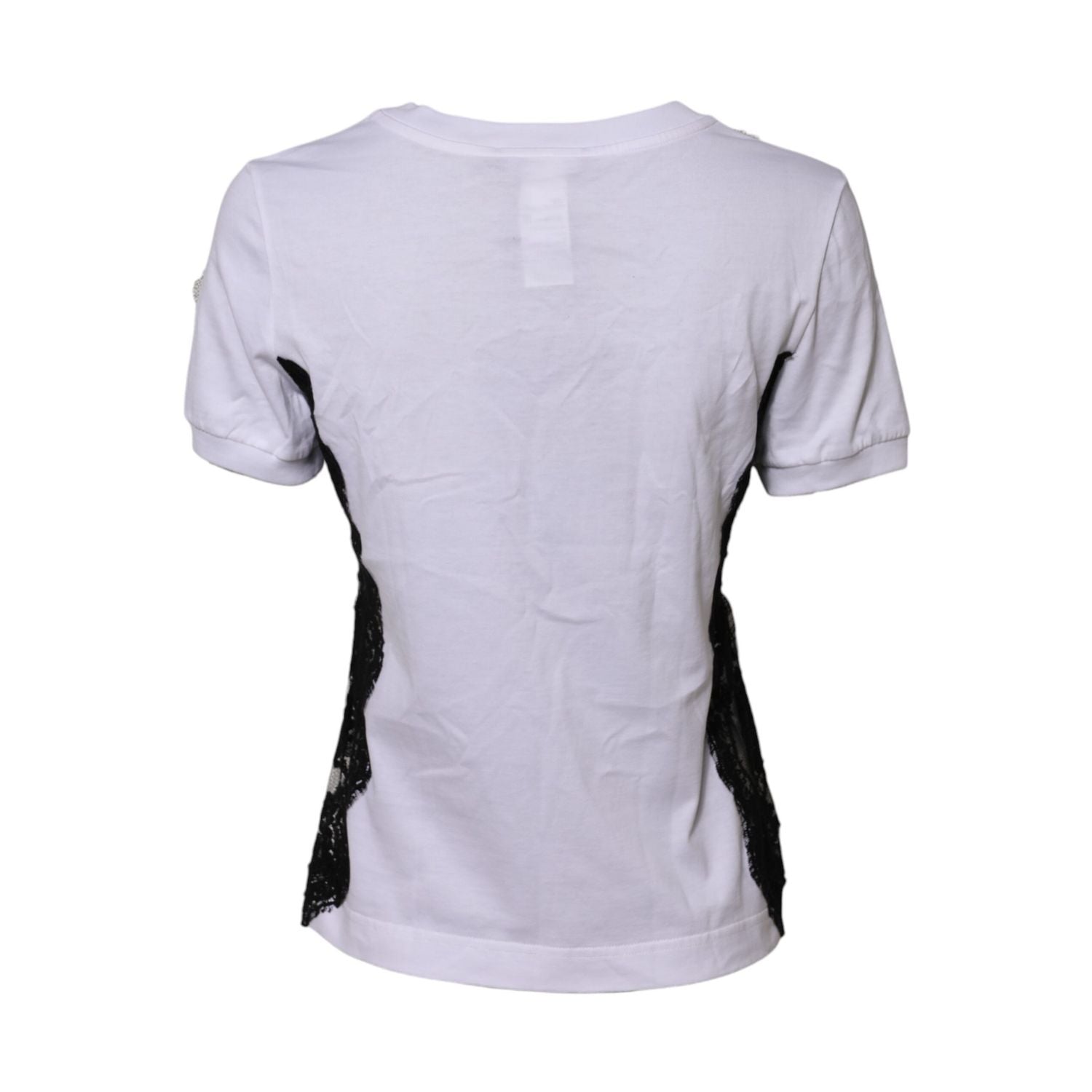 Dolce & Gabbana White Floral Lace DG Detailing Top T-shirt