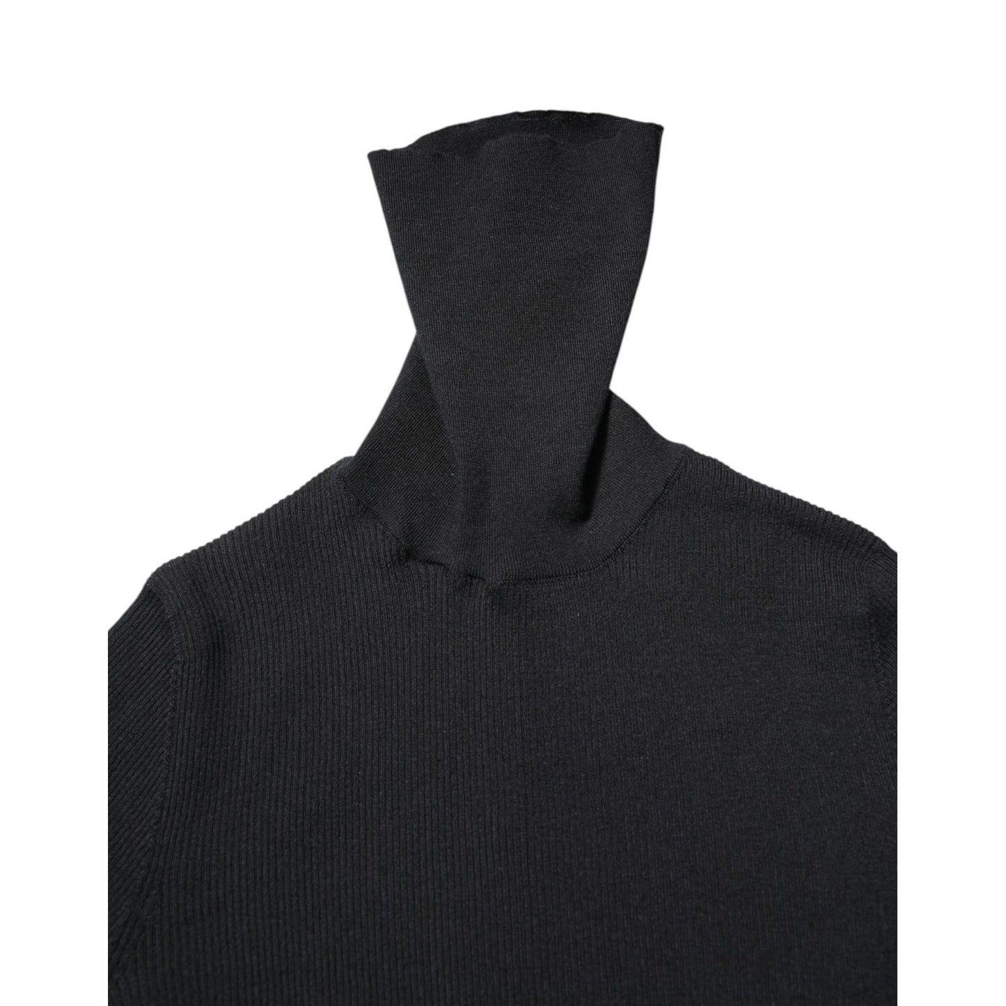Dolce & Gabbana Black Cashmere Turtleneck Knitted Blouse Top