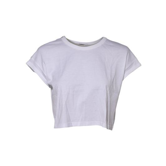 Dolce & Gabbana White Cotton Short Sleeves Cropped T-shirt TSH90677-36