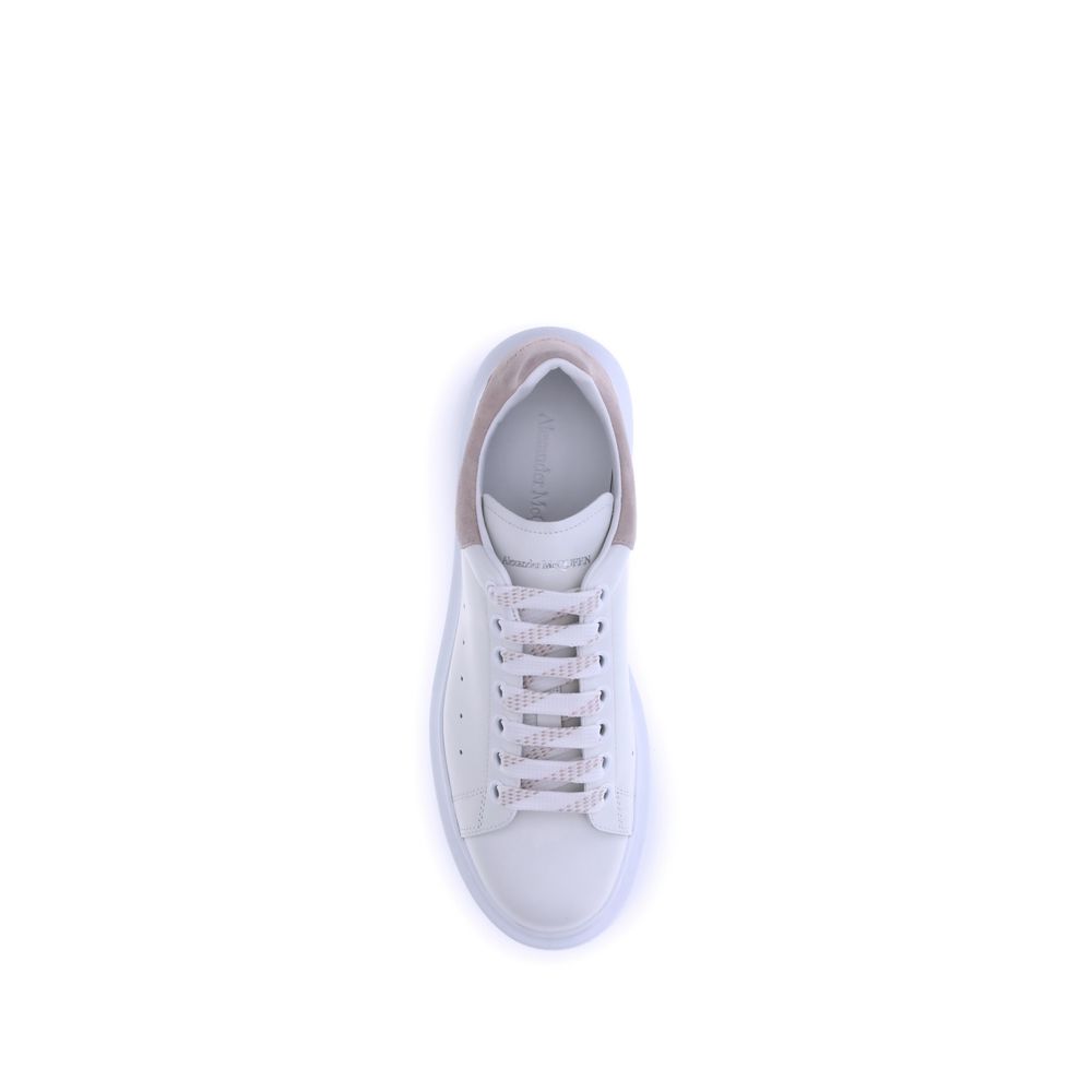 Top view of Alexander McQueen White Calf Leather Bos Taurus Platform Sneakers with lace-up closure and logoed details.