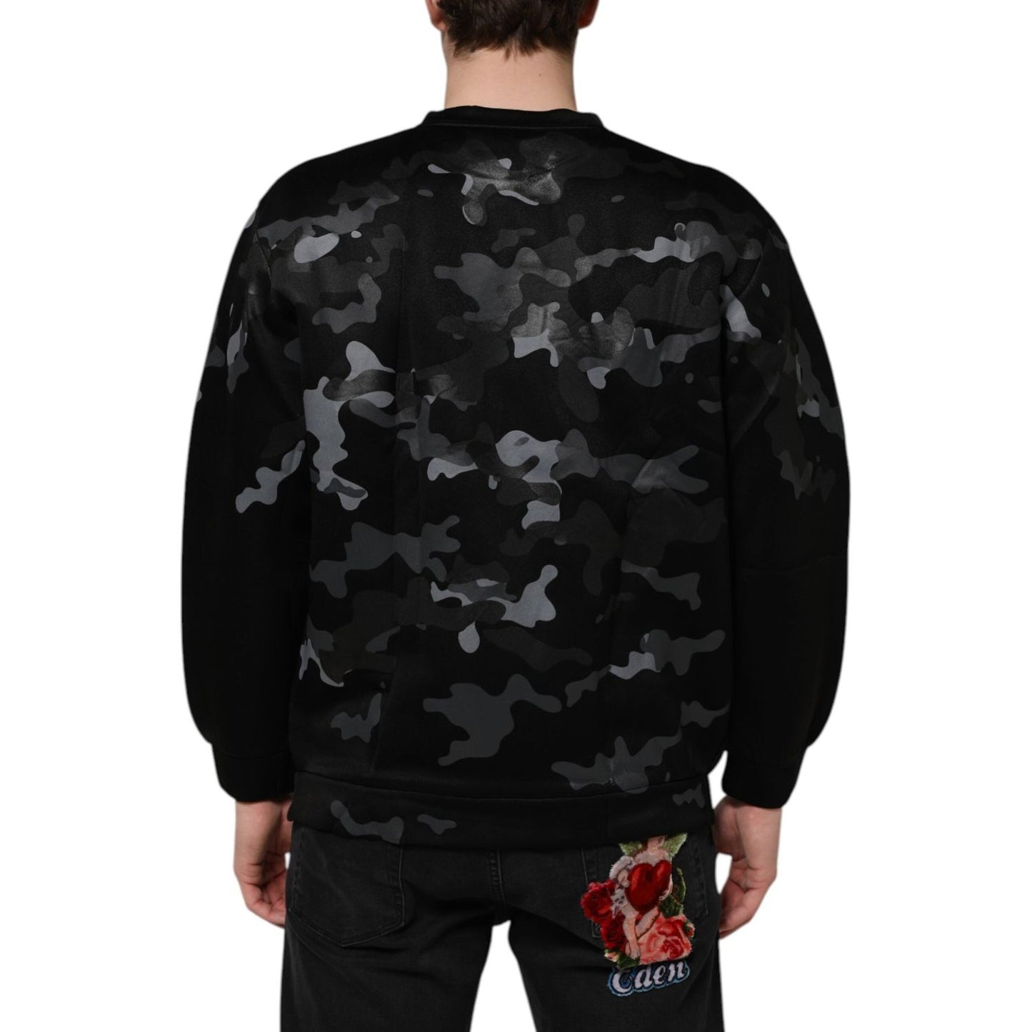 Dolce & Gabbana Black Camouflage Pullover Sweatshirt Sweater TSH906980-42