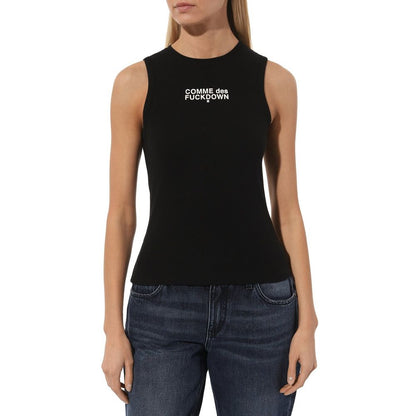 Comme Des Fuckdown Black Cotton Women Tank Top