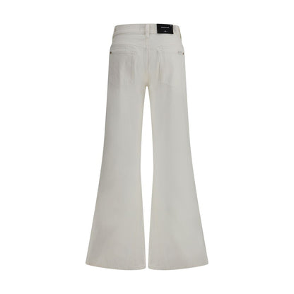 7FOR Beige Cotton Flared Jeans