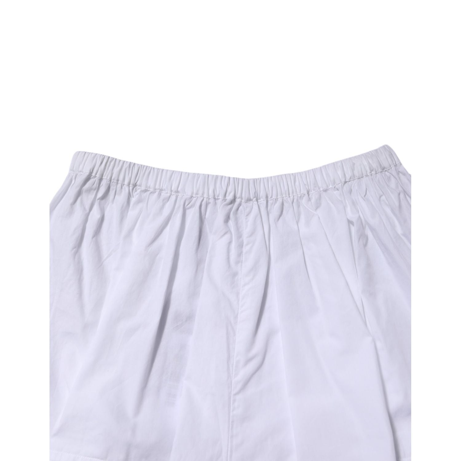 Dolce & Gabbana White Lace Paneled Cotton High Waisted Shorts