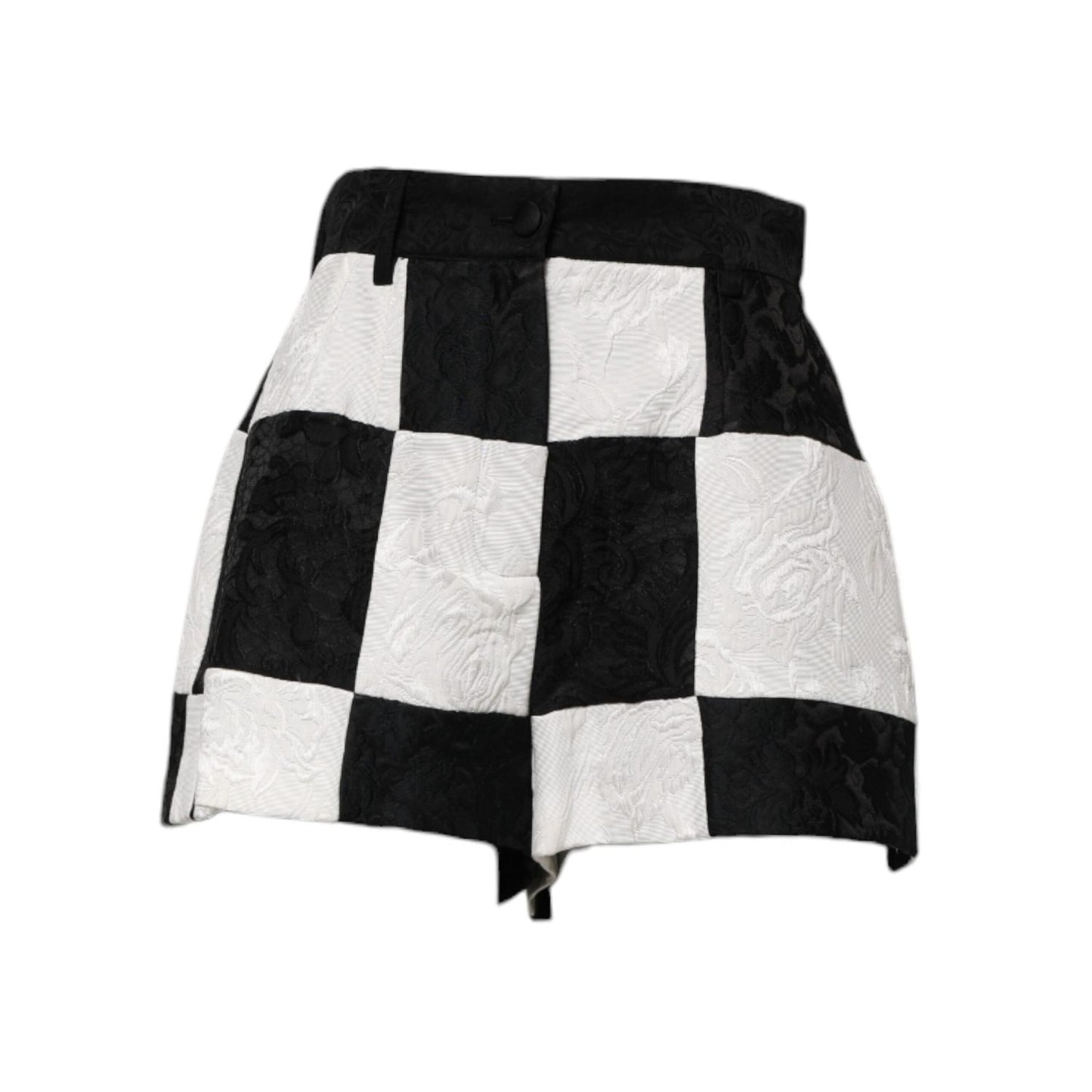 Dolce & Gabbana Black White Floral Brocade Hot Pants Shorts