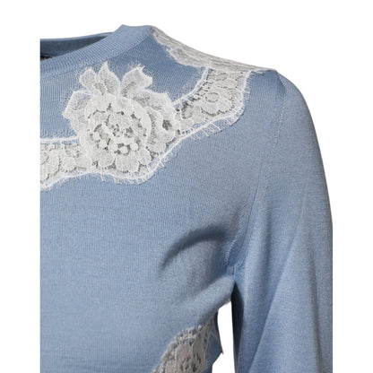Dolce & Gabbana Blue Floral Lace Detailing Cardigan Sweater