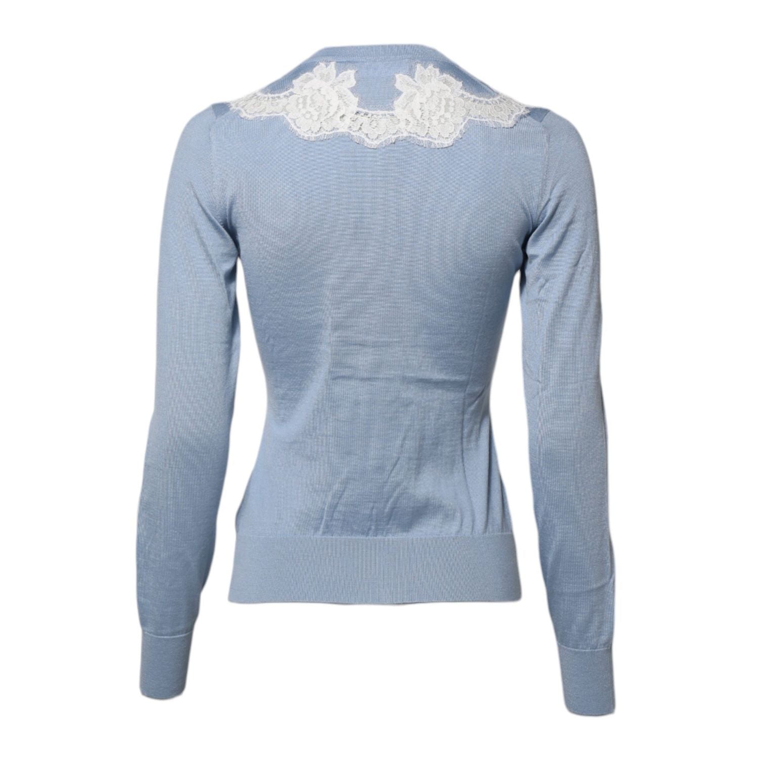Dolce & Gabbana Blue Floral Lace Detailing Cardigan Sweater