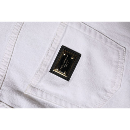 Dolce & Gabbana White Cotton High Waist Straight Denim Jeans
