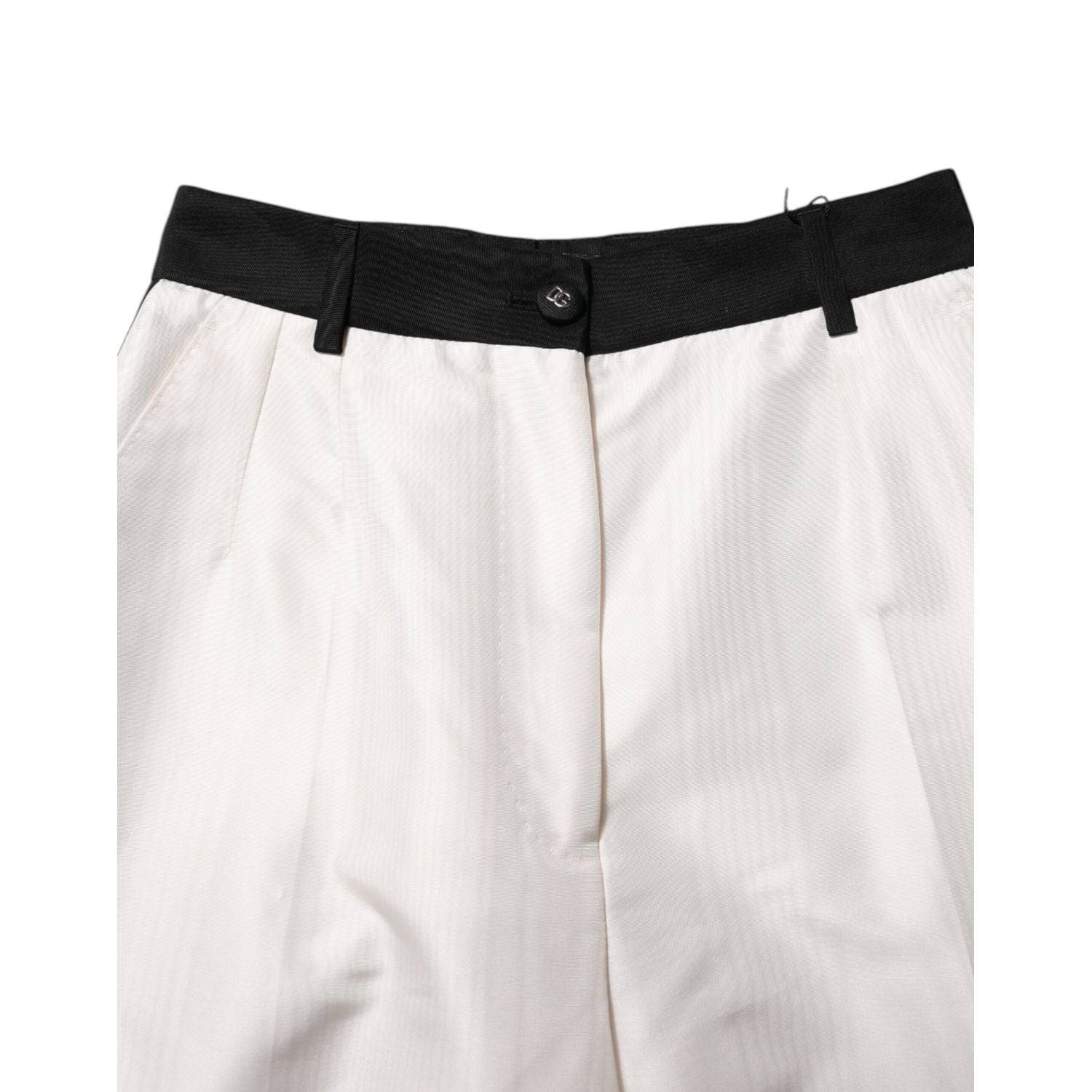 Dolce & Gabbana White High Waist Straight Dress Trouser Pants