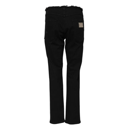 Dolce & Gabbana Black Cotton Mid Waist Flared Denim Jeans
