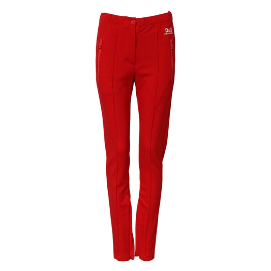Dolce & Gabbana Red Mid Waist Slim Fit Pants PAN75641-38