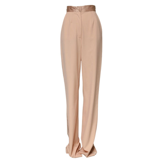 Dolce & Gabbana Beige Polyester Mid Waist Tapered Pants PAN76144-40