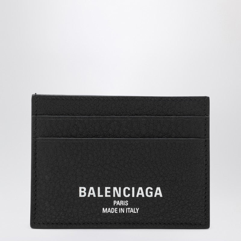 Balenciaga Black Credit cardholder in hammered leather 8066372ABV0/R_BALEN-1000_100