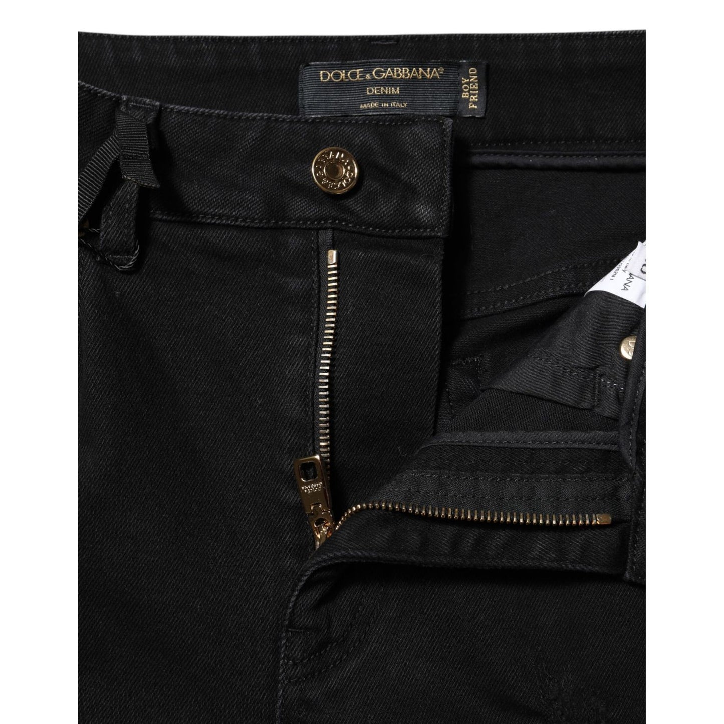 Dolce & Gabbana Black Boyfriend Cotton Flared Denim Jeans