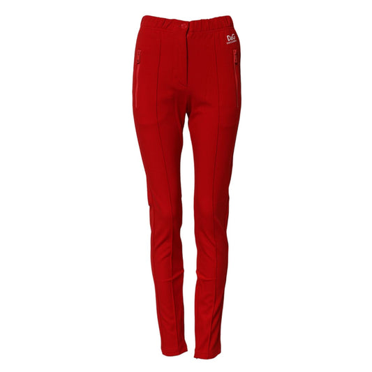 Dolce & Gabbana Red Mid Waist Slim Fit Pants PAN76495-38