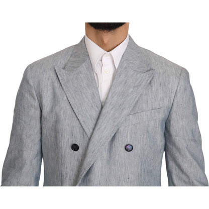 Dolce & Gabbana Blue Flax NAPOLI Jacket Coat Blazer