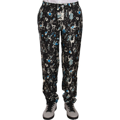 Dolce & Gabbana Black Musical Instrument Sleepwear Pants Jeans & Pants