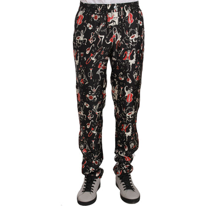 Dolce & Gabbana Red Musical Instrument Print Sleepwear Pants