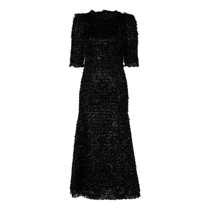 Dolce & Gabbana Metallic Black Polyester A-line Midi Dress