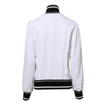 Dolce & Gabbana White Viscose Logo Women Full Zip Jacket