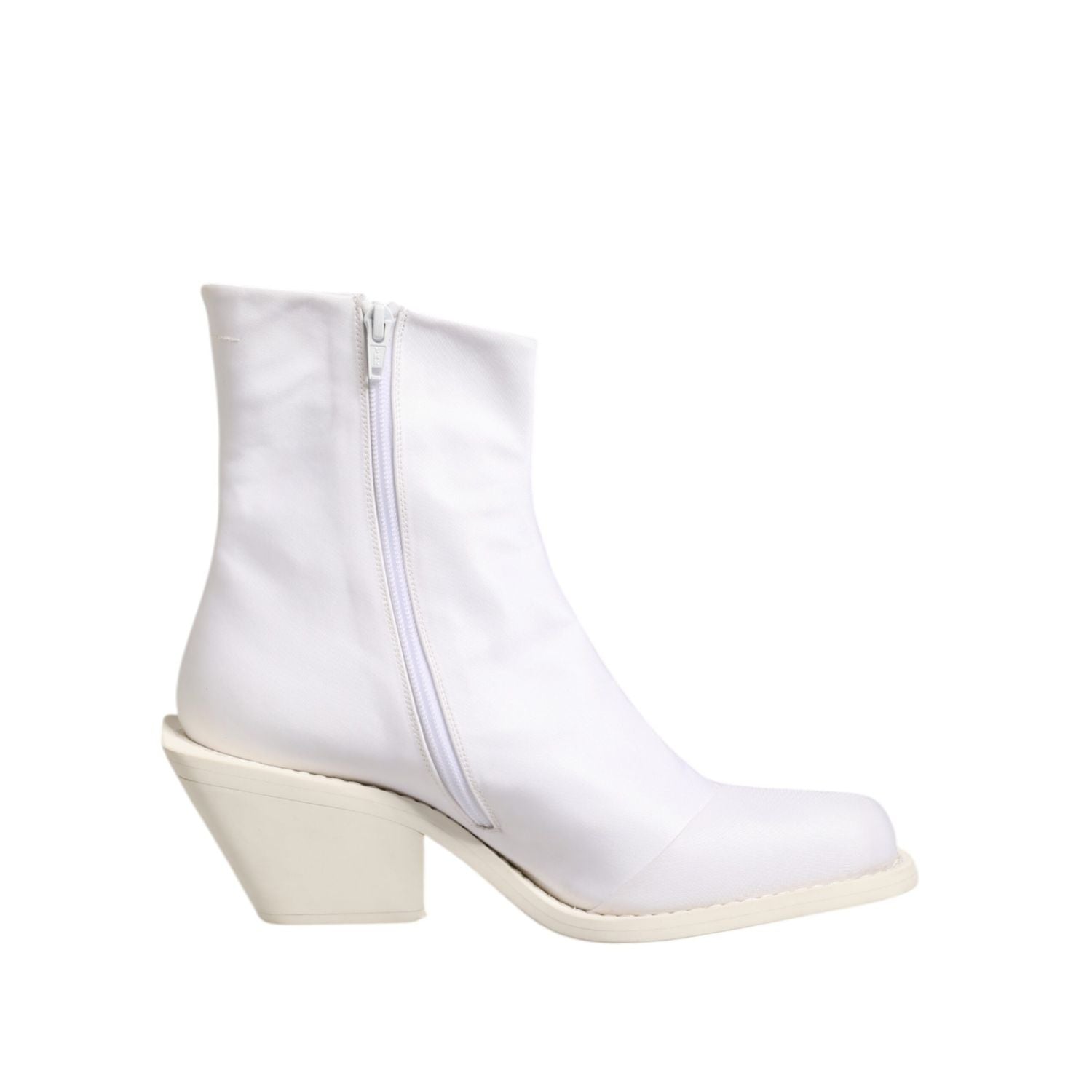 Maison Margiela White Square Heel Zip Ankle Boots Shoes