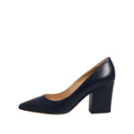 Sergio Rossi Blue Leather Pointed Toe Block Heels Shoes LA12559-36