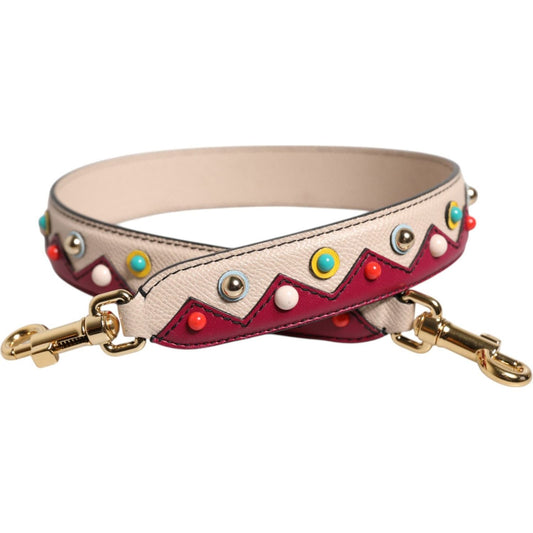 Dolce & Gabbana Beige Red Leather Handbag Accessory Shoulder Strap