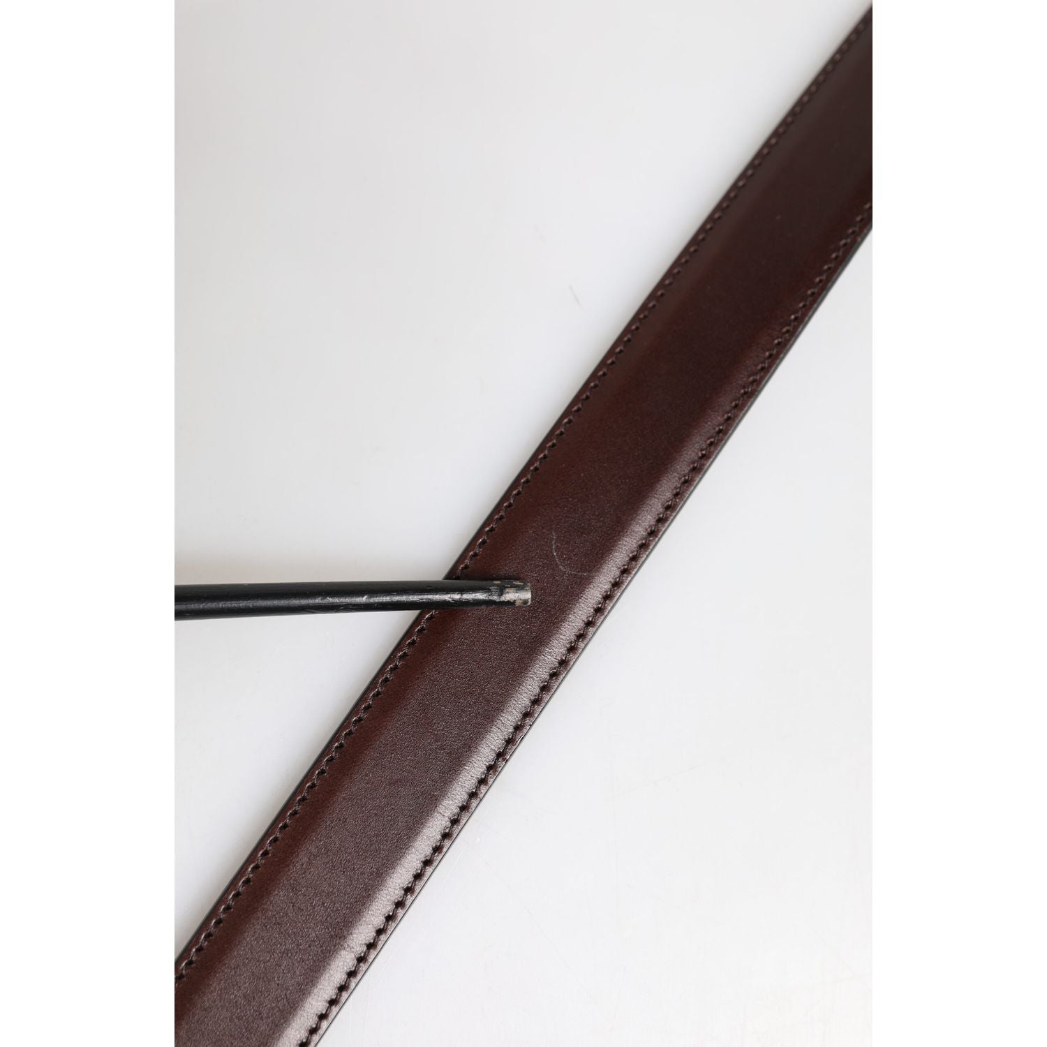 Dolce & Gabbana Brown Classic Silver Metal Logo Buckle Belt