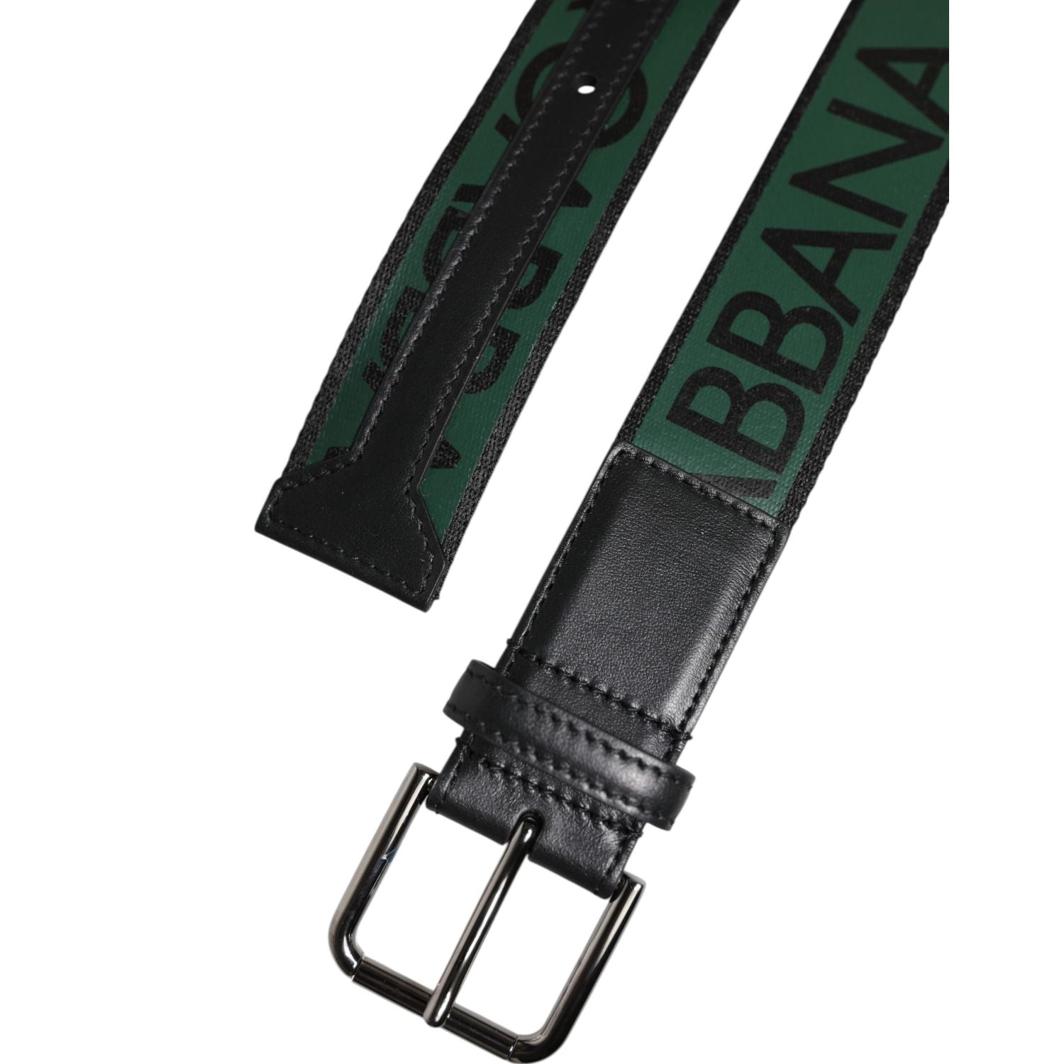 Dolce & Gabbana Green Black Polyester DG Logo Buckle Belt