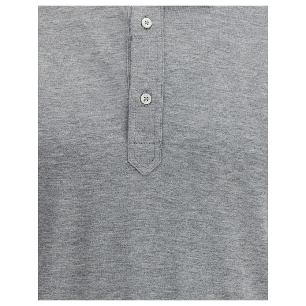 Brunello Cucinelli Gray Cotton Polo Shirt