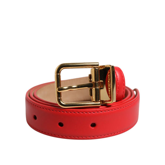 Dolce & Gabbana Red Leather Gold Metal Buckle Cintura Belt WMB524-80