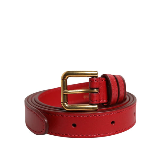 Dolce & Gabbana Red Logo Engraved Metal Waist Buckle Belt WMB541-85