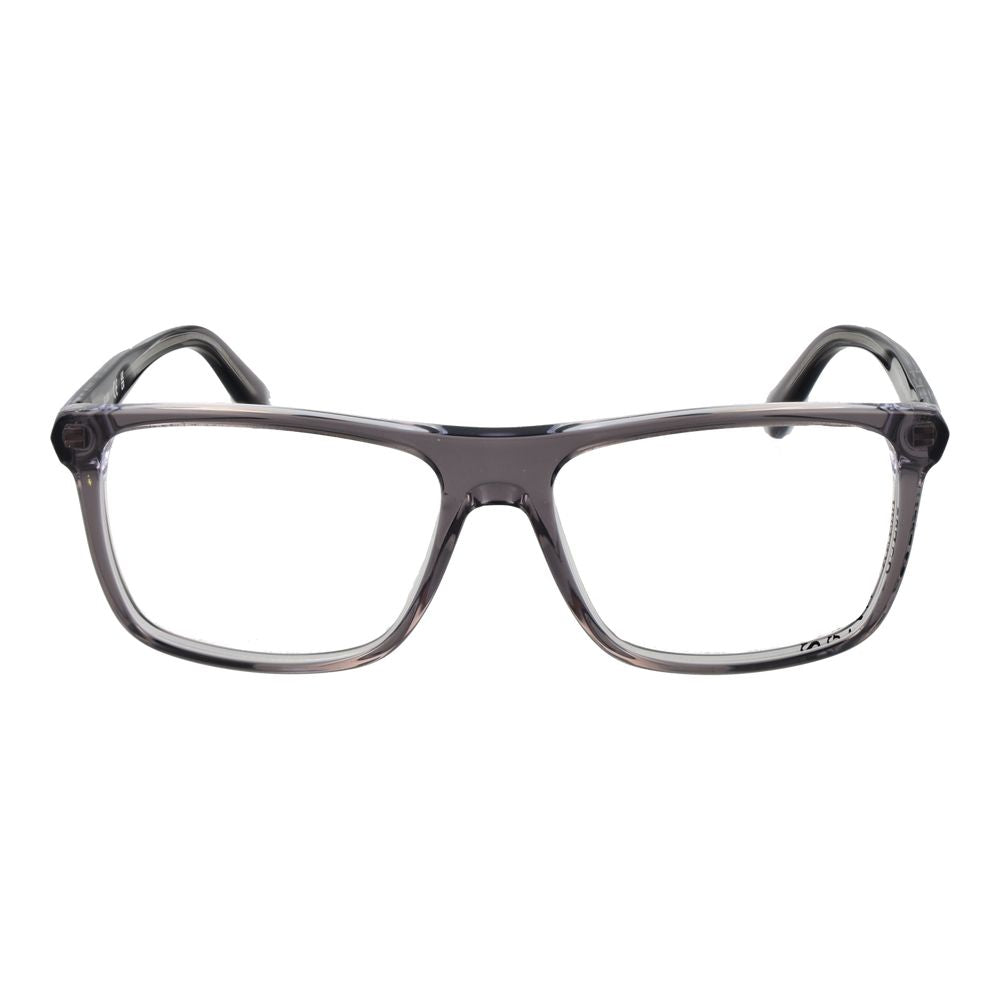 Guess Gray Men Glasses Frame, full-rim grey acetate, rectangle style with 56-16-145 size, spring hinge, includes branded case.