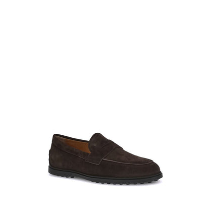 Tod's Brown Calf Leather Bos Taurus Slip-On Loafers