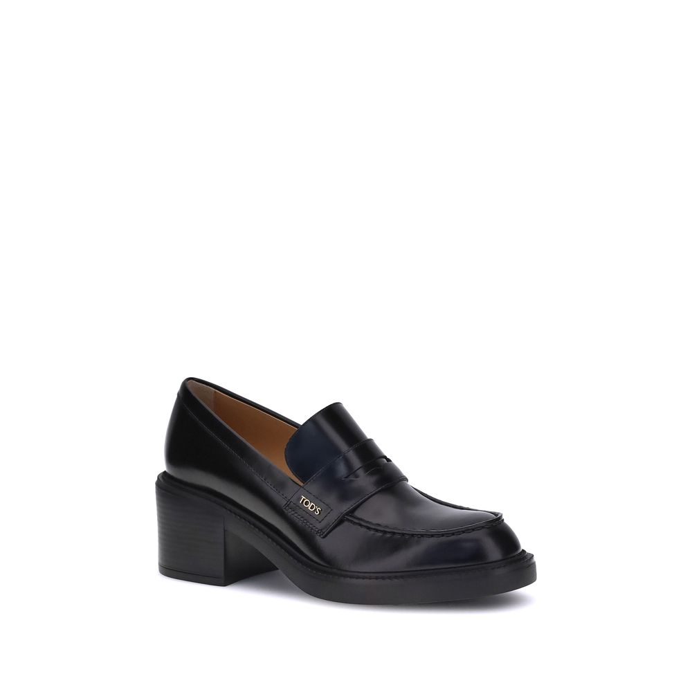 Tod's Black Calf Leather Bos Taurus Platform Loafers