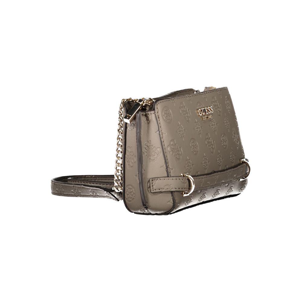 Guess Jeans Brown Polyethylene Women Handbag with zip closure and chain strap, featuring external and internal pockets for practicality.