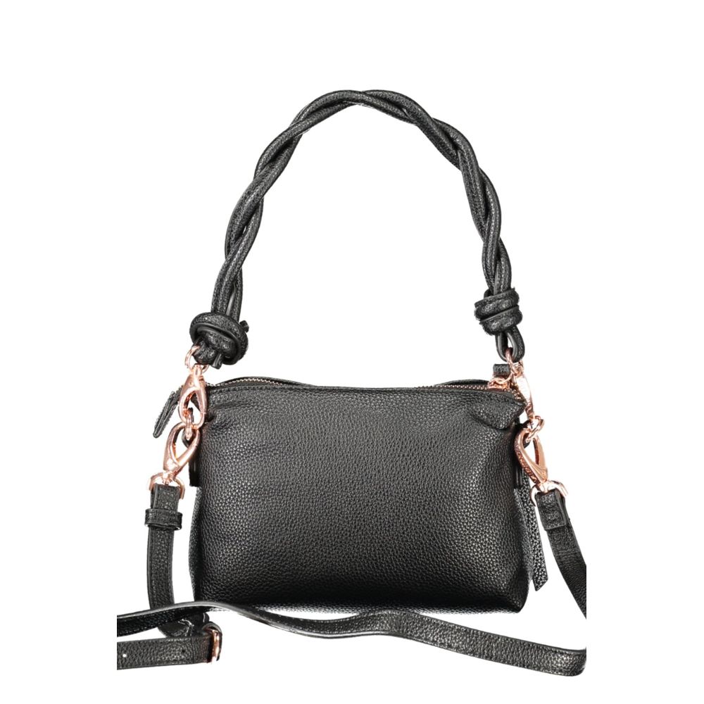 Mario Valentino Black Polyethylene Women Handbag featuring adjustable strap and zip closure