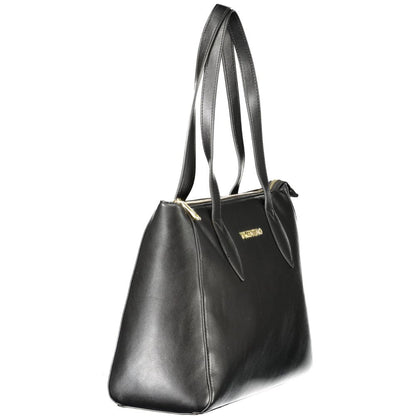 Mario Valentino Black Polyethylene Women Handbag with dual handles and zip closure, showcasing sleek and urban sophistication.
